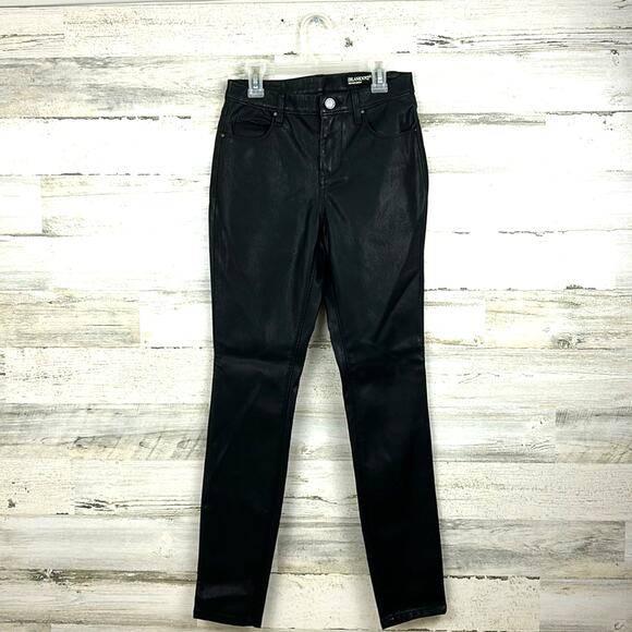 Blank NYC Womens 26 Black Vegan Leather Mid Rise Skinny Pants NEW - Picture 1 of 9